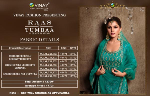 Vinay Tumbaa Raas Georgette Ready Made Party Wear Suits Collection